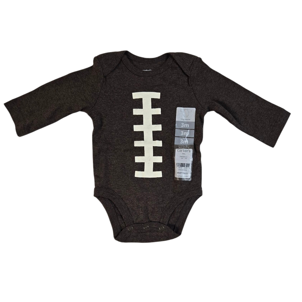 Brown Football-Themed Baby Onesie Sz 3m